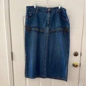 Details Plus Y2K Boho Boeheim Hippie Maxi Criss-Cross Detail Maxi Skirt Sz 20